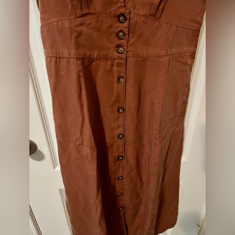 NWT Quince Vintage Wash Tencel Button Front Midi Dress Washed Terracotta Sz M - Picture 5 of 11